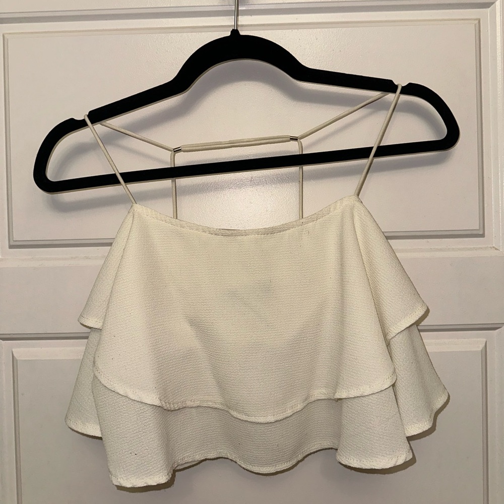 Lulu’s White Ruffle Tank Top Blouse